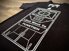 Load image into Gallery viewer, Close-up—speaker-stack line art with ‘I Just Want To Funktion’ text