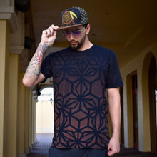 Load image into Gallery viewer, Tessellating Fractals Fire Safe Cotton T-Shirt, Trippy Sacred Geometry Festival Flow Arts Tee