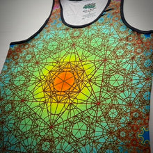 Load image into Gallery viewer, Close-up of Fractal Metatron Earth Style sublimated tank top artwork