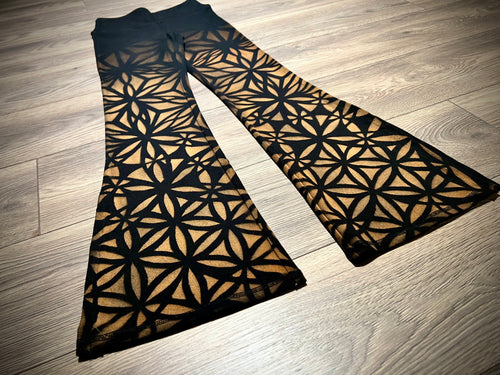 Fractal Flowers Bell Bottom Leggings