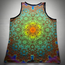 Load image into Gallery viewer, Back view of Fractal Metatron Earth Style psychedelic tank top