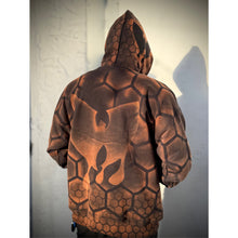 Load image into Gallery viewer, Wu-Drip Bleach Dyed Hoodie, Handmade Hip Hop Streetwear, Fire Safe Cotton Festival Hoodie, Sacred Geometry Pullover