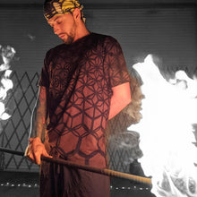 Load image into Gallery viewer, Morphing Fractals Fire Safe Cotton T-Shirt, Psychedelic Sacred Geometry Flow Arts Tee