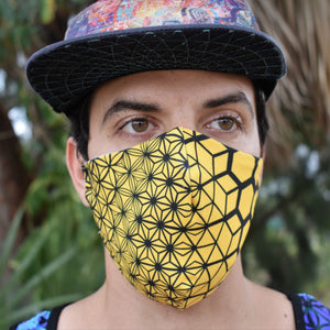 Golden Morphing Fractals Face Mask: V2 - Heady Harem
