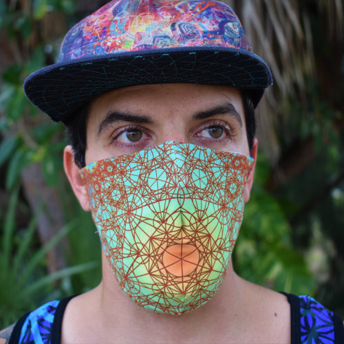 Earth Style Fractal Metatron Face Mask: V2 - Heady Harem