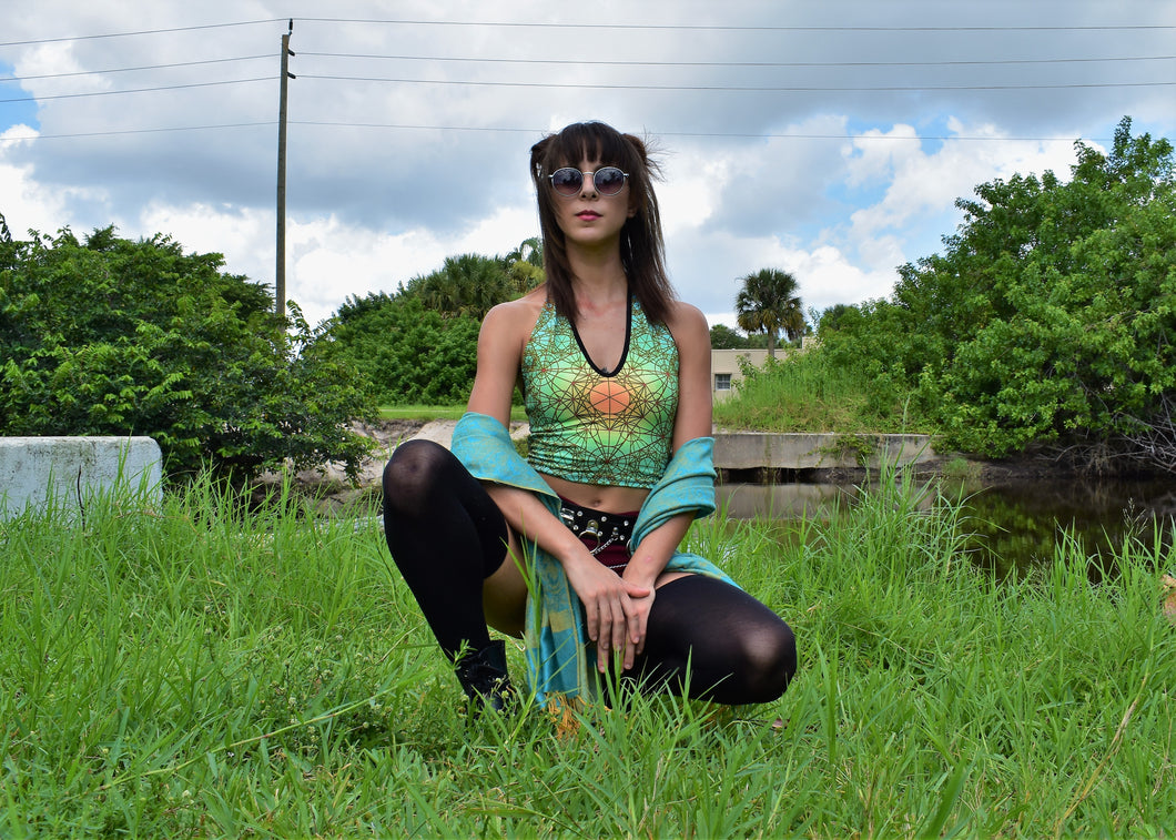Inverse Fractal Metatron Crop Top